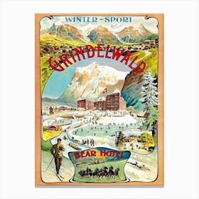 Winter Sport In Grindelwald, Switzerland Canvas Print