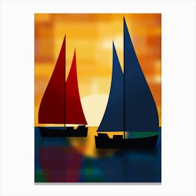 Sailboats at Sunset Canvas Print