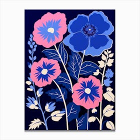 Blue Flower Illustration Hollyhock 1 Canvas Print