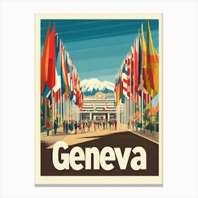 Aihrgdesign A 1970s Inspired Travel Poster For Geneva 1 Canvas Print