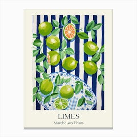 Marche Aux Fruits Limes Fruit Summer Illustration 2 Canvas Print