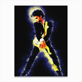 Spirit Of Prince And Yellow Guitar Canvas Print
