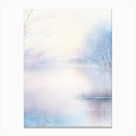 Frozen Lake Waterscape Gouache 1 Canvas Print