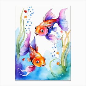 Twin Goldfish Watercolor Painting (95) Canvas Print