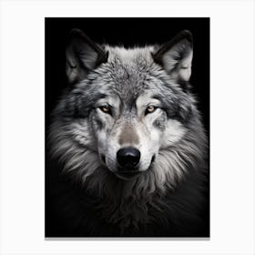 Himalayan Wolf Portrait Black And White 4 Canvas Print