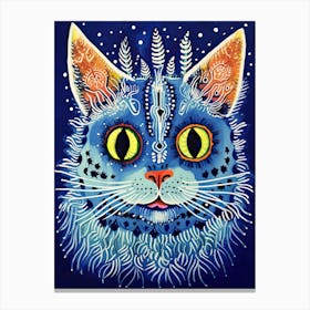 Louis Wain Blue Gothic Kaleidoscope Cat 0 Canvas Print