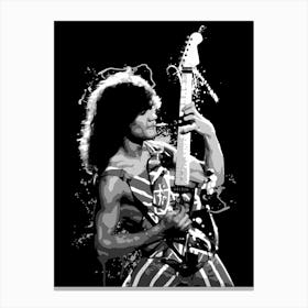 Eddie Van Halen Rock Guitarist Legend in Grayscale Canvas Print