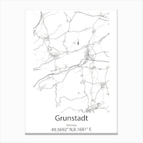 Grunstadt,Germany Minimalist Map Canvas Print