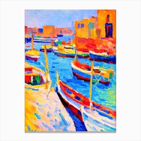 Port Of Muscat Oman Brushwork Painting harbour Canvas Print