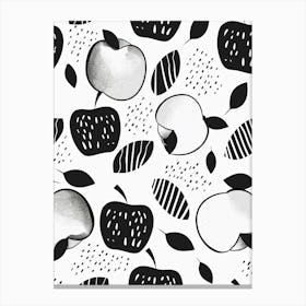 Black And White Apple Pattern 1 Canvas Print