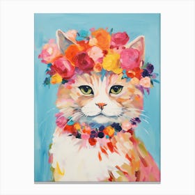 Ragamuffin Cat With A Flower Crown Painting Matisse Style 4 Canvas Print