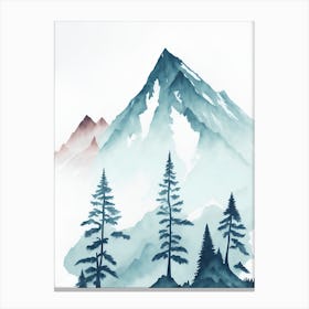 Mountain And Forest In Minimalist Watercolor Vertical Composition 68 Canvas Print