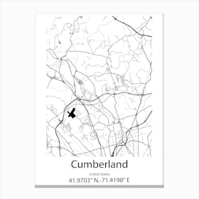 Cumberland Hill,United States Minimalist Map Canvas Print