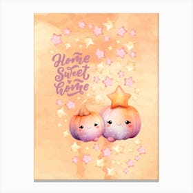 Home Sweet Home peach watercolor background Canvas Print