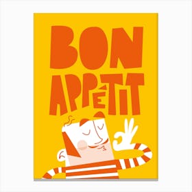 Mr Bon Appetit Yellow Canvas Print