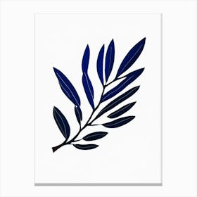 Olive Branch 1 Symbol Blue And White Line Drawing Canvas Print