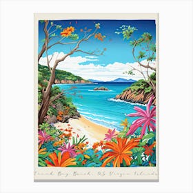 Poster Of Trunk Bay Beach, Us Virgin Islands, Matisse And Rousseau Style 2 Canvas Print