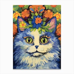Louis Wain Psychedelic Cat With Flowers 0 Canvas Print