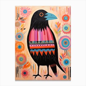 Pink Scandi Raven 3 Canvas Print