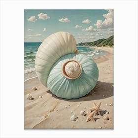 Giant Shell On The Beach Canvas Print