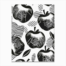 Black And White Apple Pattern Canvas Print