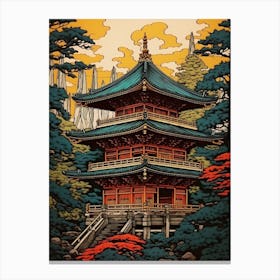 Nikko Toshogu Shrine, Japan Vintage Travel Art 3 Canvas Print