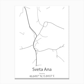 Sveta Ana,Slovenia Minimalist Map Canvas Print