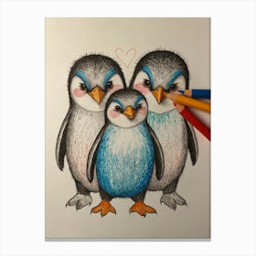 Penguin Family Canvas Print