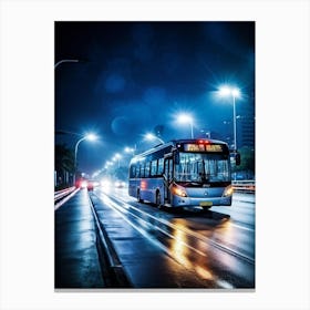 Bus Gasoline Urban Move Background Black Modern Europa Car Twilight Light Lamp Life Obs (9) Canvas Print