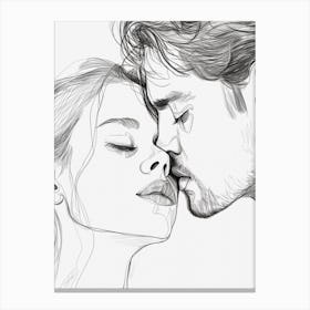 Besame Mucho: OLena Art's Minimalistic Depiction of a Couple Sharing a Kiss Canvas Print