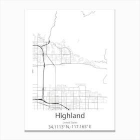 Highland Village,United States Minimalist Map Lienzo