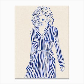 Woman With Blue Stripes Canvas Print