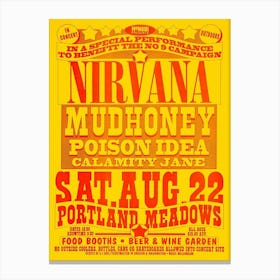 Nirvana Portland Meadows 1992 Poster Canvas Print