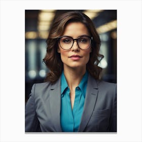 Business Woman In Glasses Canvas Print