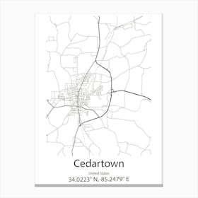 Cedartown,United States Minimalist Map 1 Canvas Print