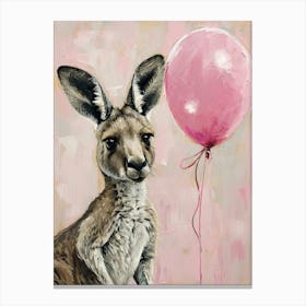 Cute Kangaroo 2 With Balloon Canvas Print