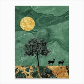 Deer In The Moonlight 3 Canvas Print