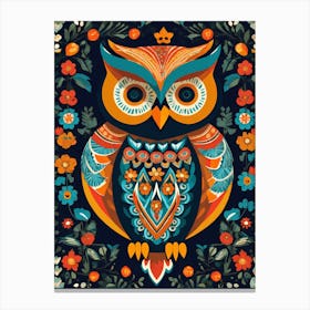 Owl Folk Art, 1386 Canvas Print