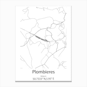 Plombieres,Belgium Minimalist Map Canvas Print