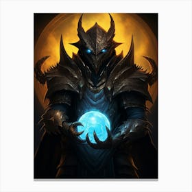 Warrior Holding A Blue Ball Canvas Print