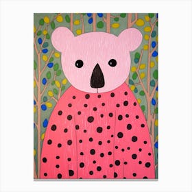 Pink Polka Dot Koala 1 Canvas Print
