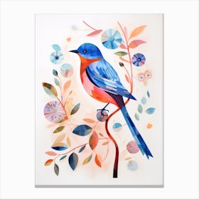 Bird Painting Collage Eastern Bluebird 3 Canvas Print