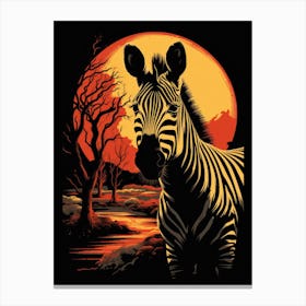 Zebra At Sunset Canvas Print