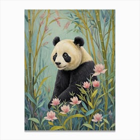 Floral Bamboo Panda Canvas Print