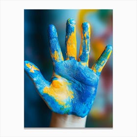 Child'S Hand Painted With Paint Canvas Print