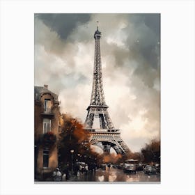 Eiffel Tower Paris France Oil Painting Style 4 Canvas Print
