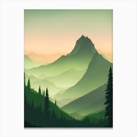 Misty Mountains Vertical Composition In Green Tone 153 Canvas Print