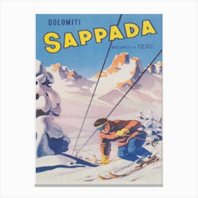Sappada Italy Vintage Ski Poster Canvas Print