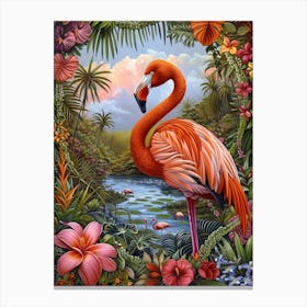 Greater Flamingo Bolivia Tropical Illustration 5 Canvas Print