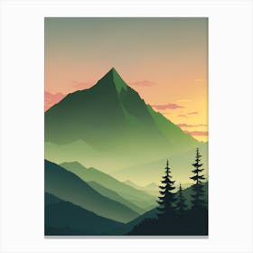 Misty Mountains Vertical Composition In Green Tone 141 Canvas Print